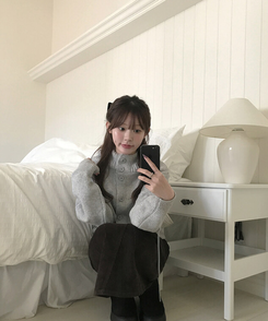 ハイネックカーディガン GREY