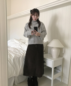 ハイネックカーディガン GREY