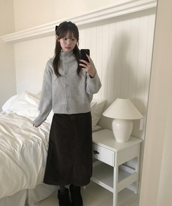 ハイネックカーディガン GREY