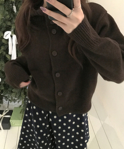 ハイネックカーディガン BROWN