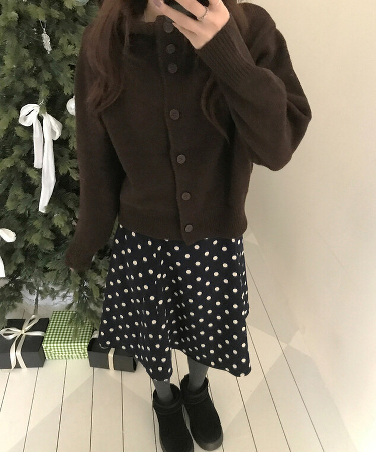 ハイネックカーディガン BROWN