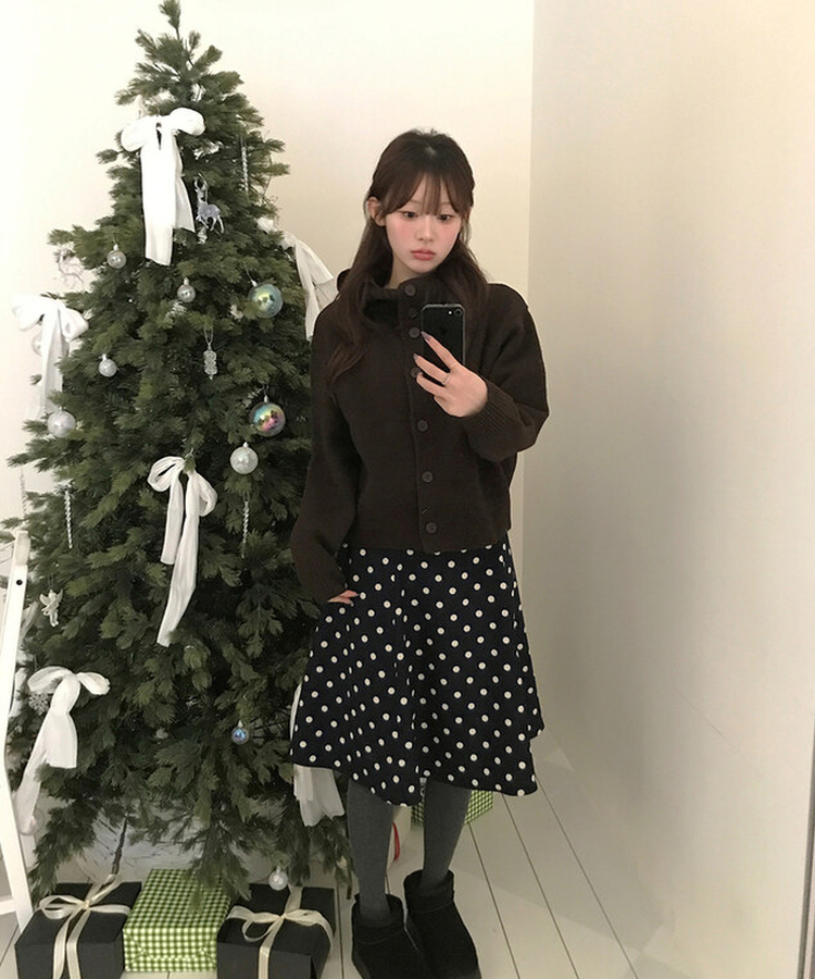 ハイネックカーディガン BROWN