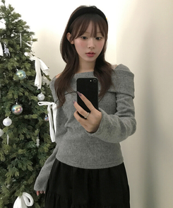 ソフトオフショルダーTシャツ GREY