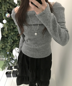 ソフトオフショルダーTシャツ GREY