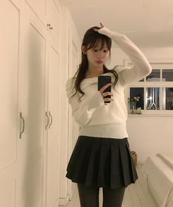 プリーツハーフスカート BLACK