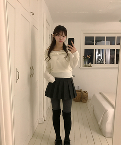 プリーツハーフスカート BLACK