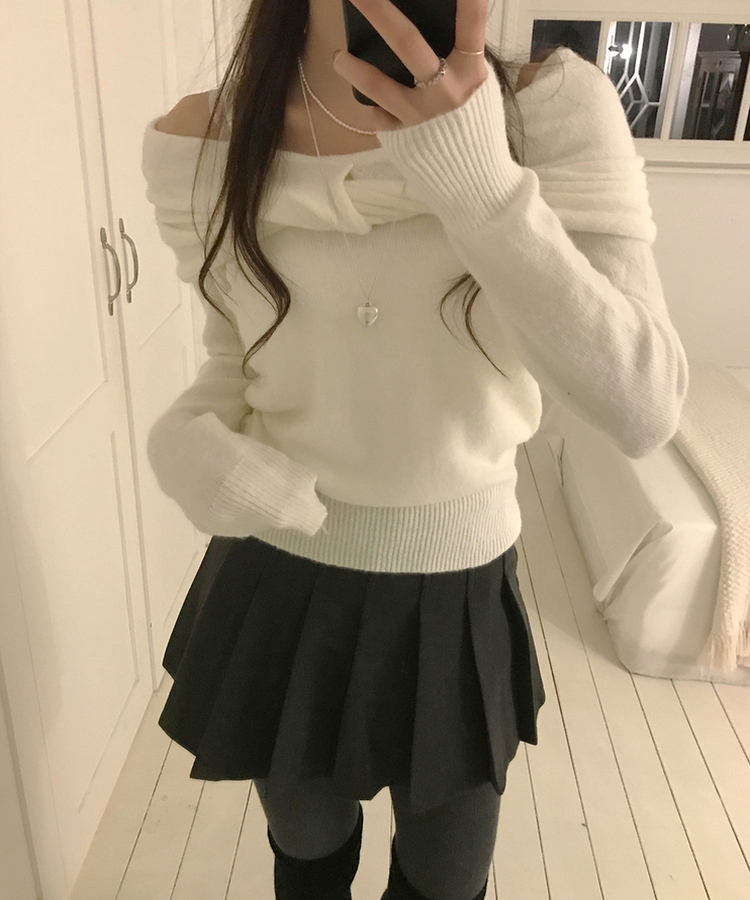 プリーツハーフスカート BLACK