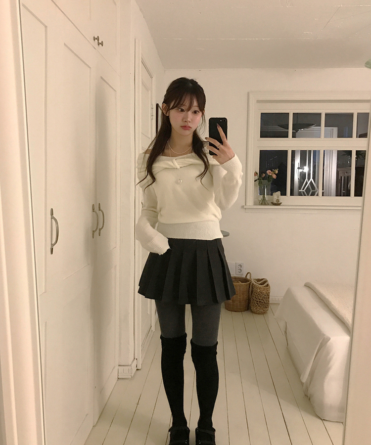 プリーツハーフスカート BLACK