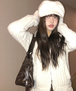 クロスレザーショルダーバッグ BROWN