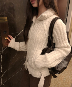 クロスレザーショルダーバッグ BROWN