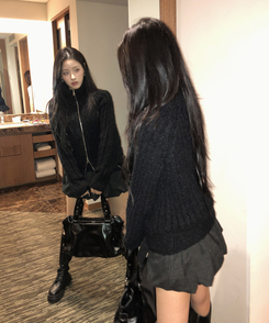 クロスレザーショルダーバッグ BLACK