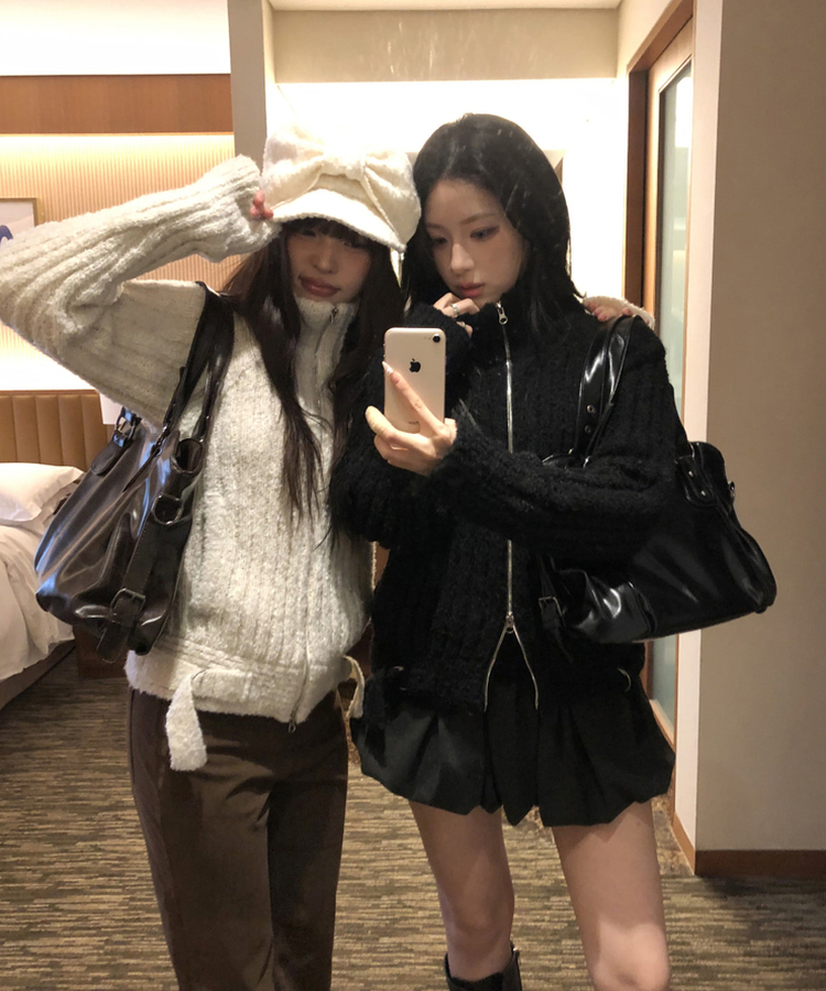 クロスレザーショルダーバッグ BROWN