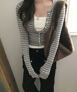 【SET】レイヤードカーディガン スリーブレス GREY