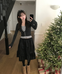 【SET】レイヤードカーディガン スリーブレス BLACK