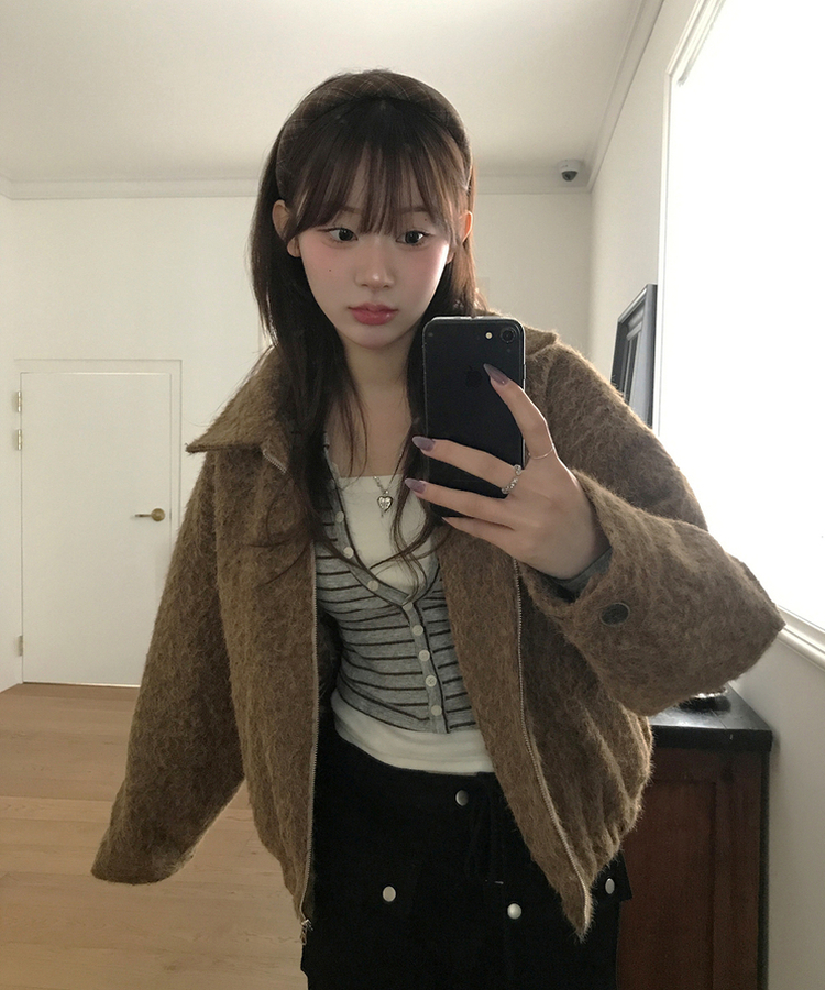 【SET】レイヤードカーディガン スリーブレス GREY