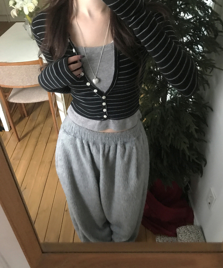 【SET】レイヤードカーディガン スリーブレス BLACK