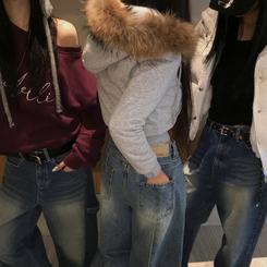 フードファーフードジップアップ GREY