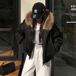 フードファーフードジップアップ GREY