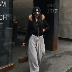 フードファーフードジップアップ BLACK