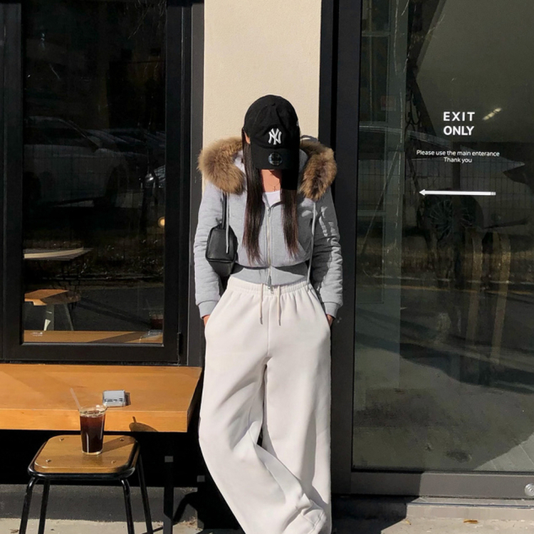 フードファーフードジップアップ GREY