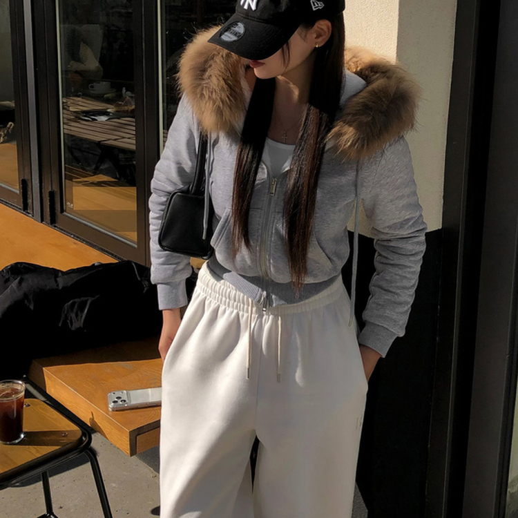 フードファーフードジップアップ GREY