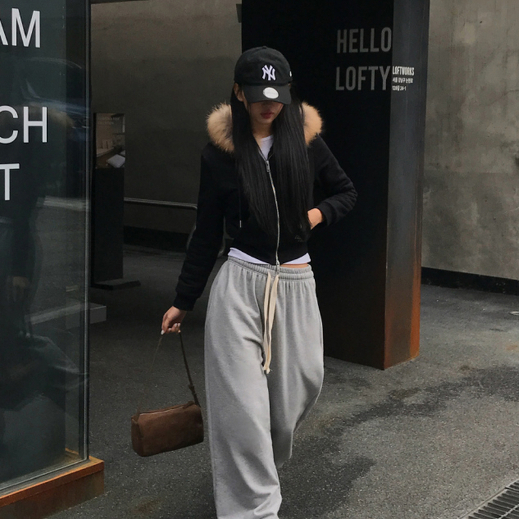 フードファーフードジップアップ BLACK