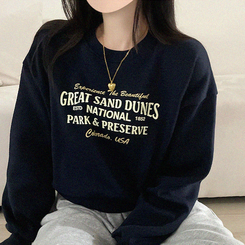 【起毛】クロップオーバーフィットトレーナー NAVY