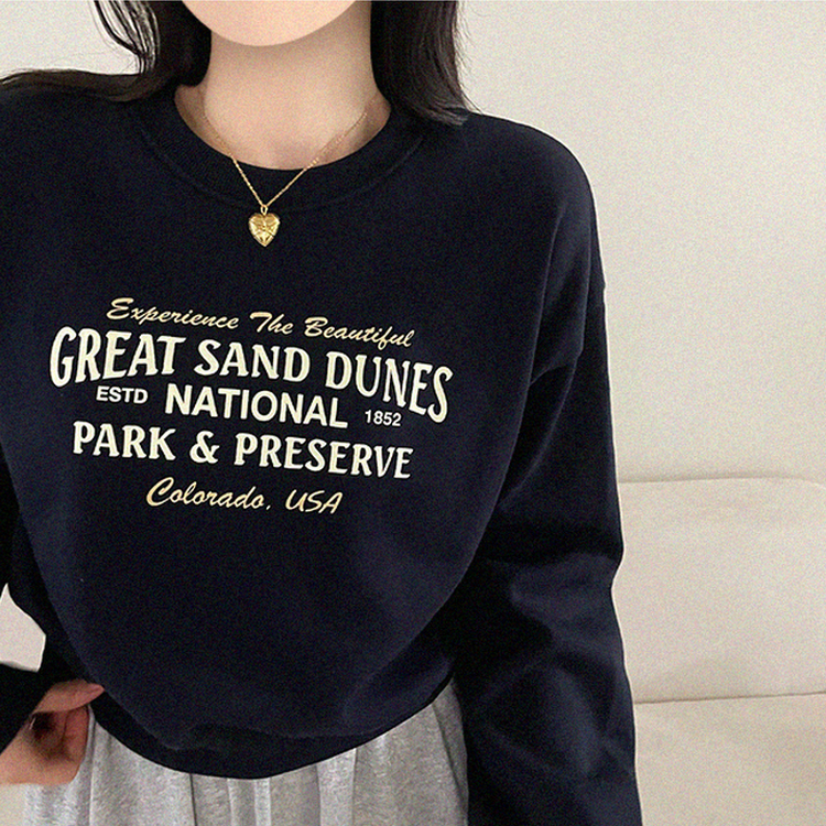 【起毛】クロップオーバーフィットトレーナー NAVY