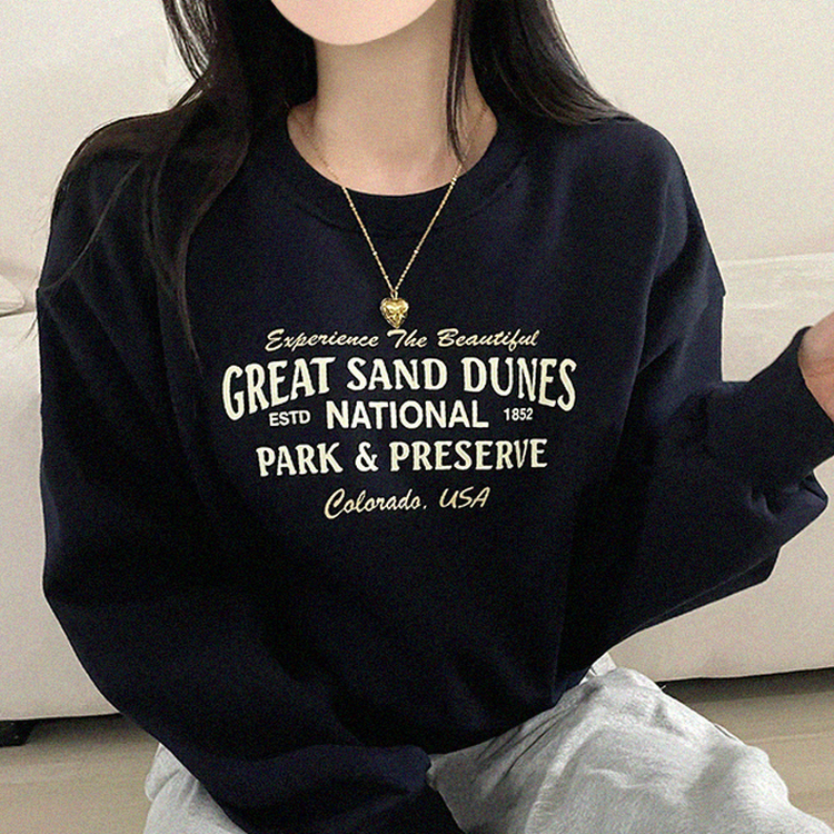 【起毛】クロップオーバーフィットトレーナー NAVY