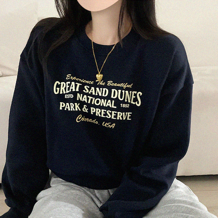 【起毛】クロップオーバーフィットトレーナー NAVY