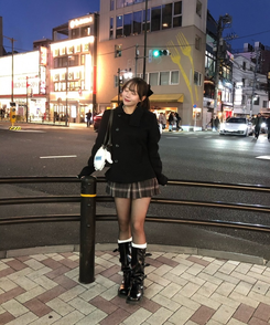 긱시크 코아 하이넥 코트 블랙