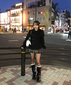 긱시크 코아 하이넥 코트 블랙