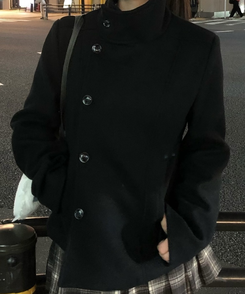 긱시크 코아 하이넥 코트 블랙