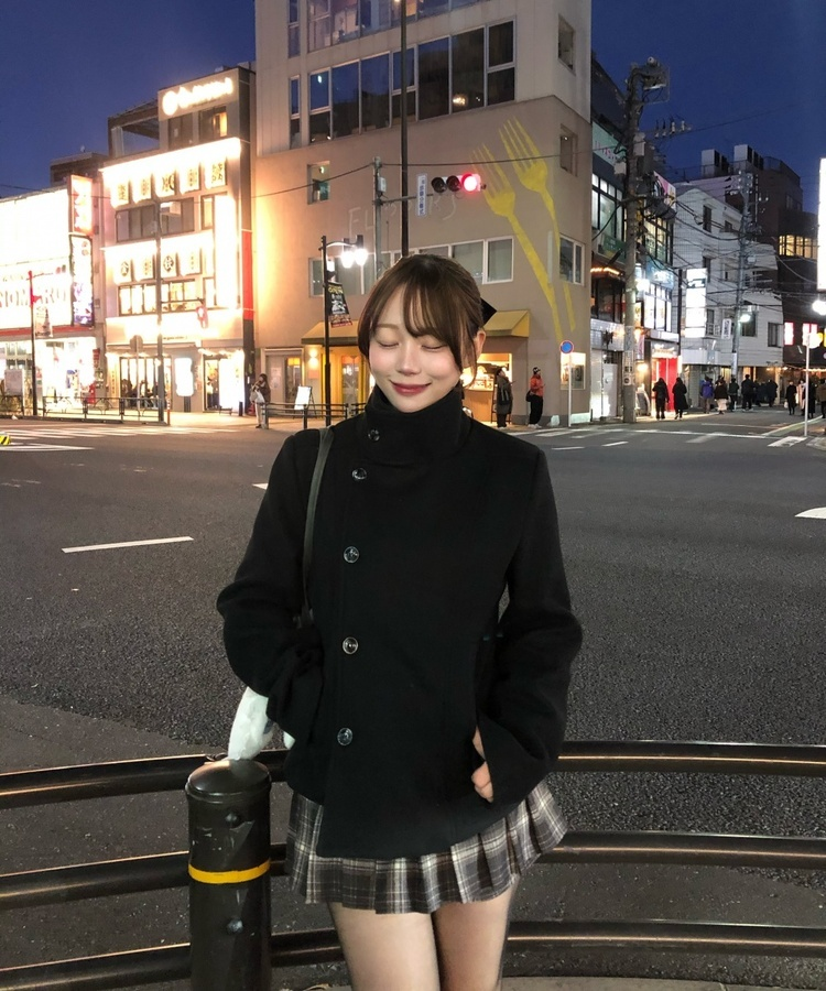 긱시크 코아 하이넥 코트 블랙