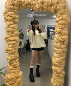 솔잎 오프 루즈핏 앙고라 니트 크림