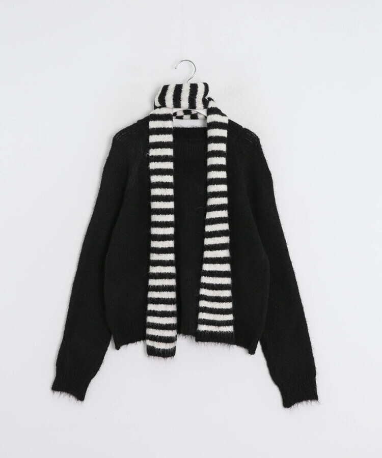 (머플러SET)브로치 라운드 니트