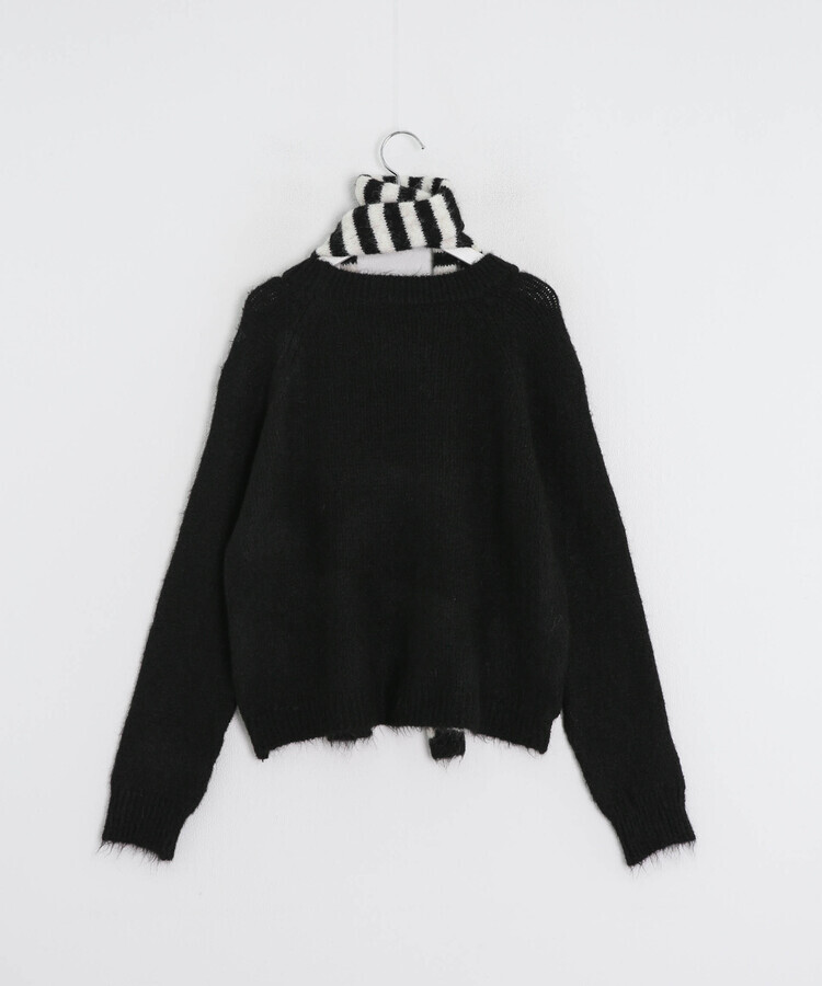 (머플러SET)브로치 라운드 니트