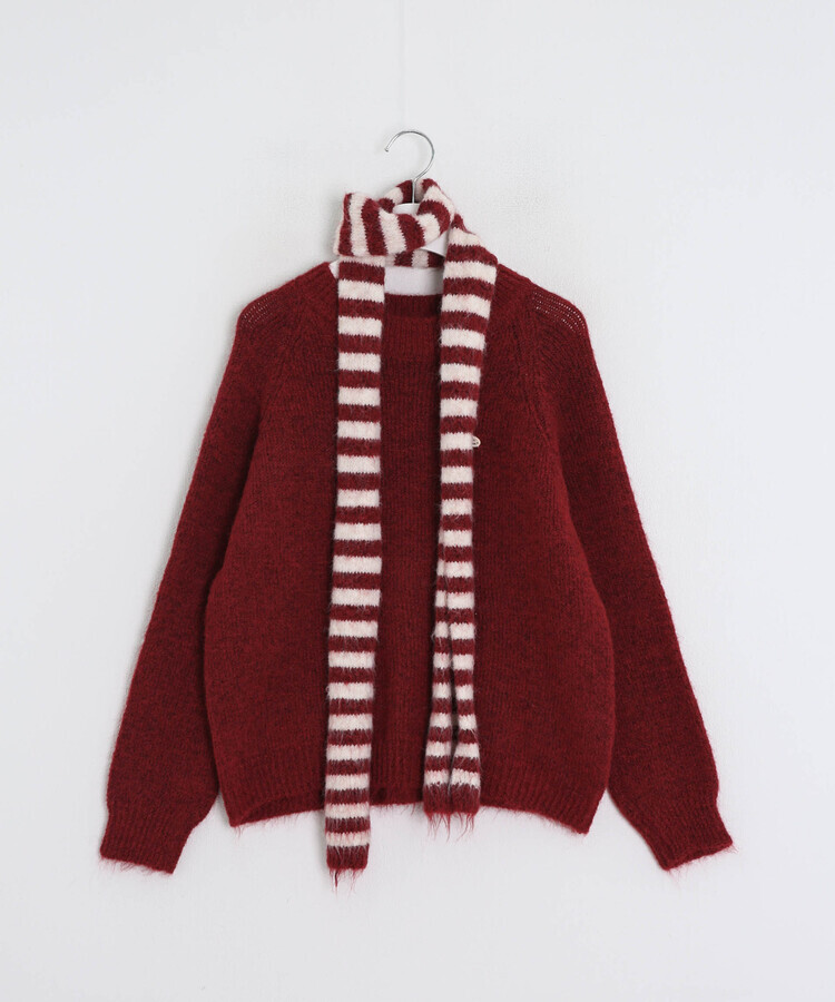 (머플러SET)브로치 라운드 니트