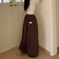 【起毛】ウールボアピンタックワイドトレーニングパンツ(5color) BROWN