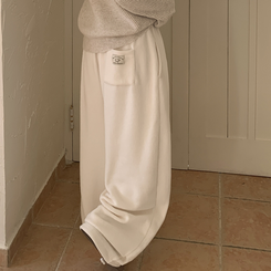 【起毛】ウールボアピンタックワイドトレーニングパンツ(5color) IVORY