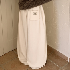 【起毛】ウールボアピンタックワイドトレーニングパンツ(5color) IVORY