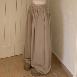 【起毛】ウールボアピンタックワイドトレーニングパンツ(5color) BEIGE