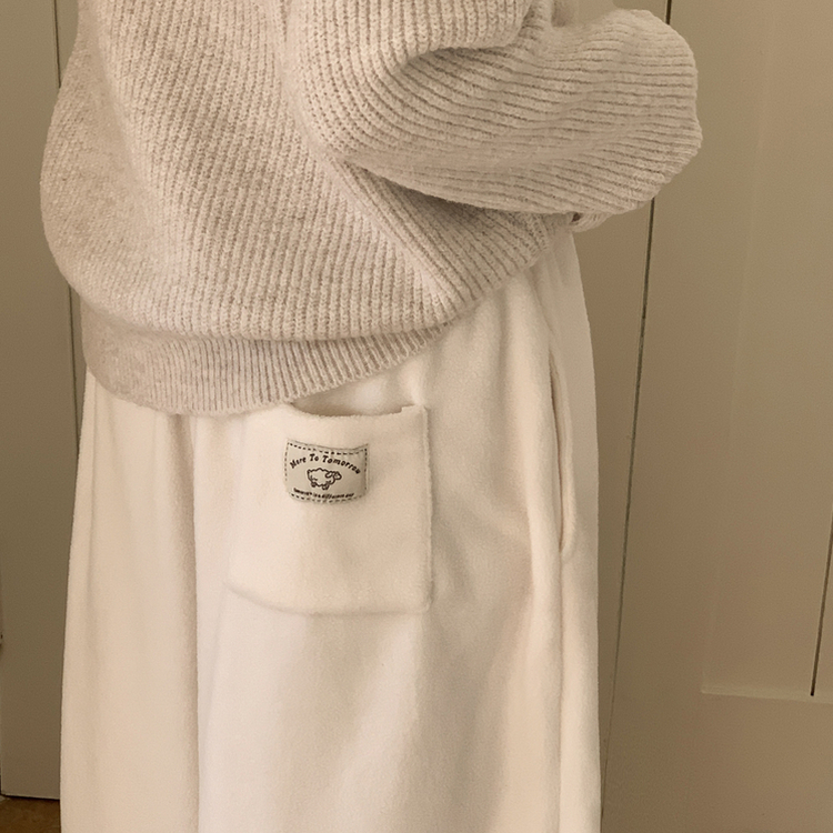 【起毛】ウールボアピンタックワイドトレーニングパンツ(5color) IVORY