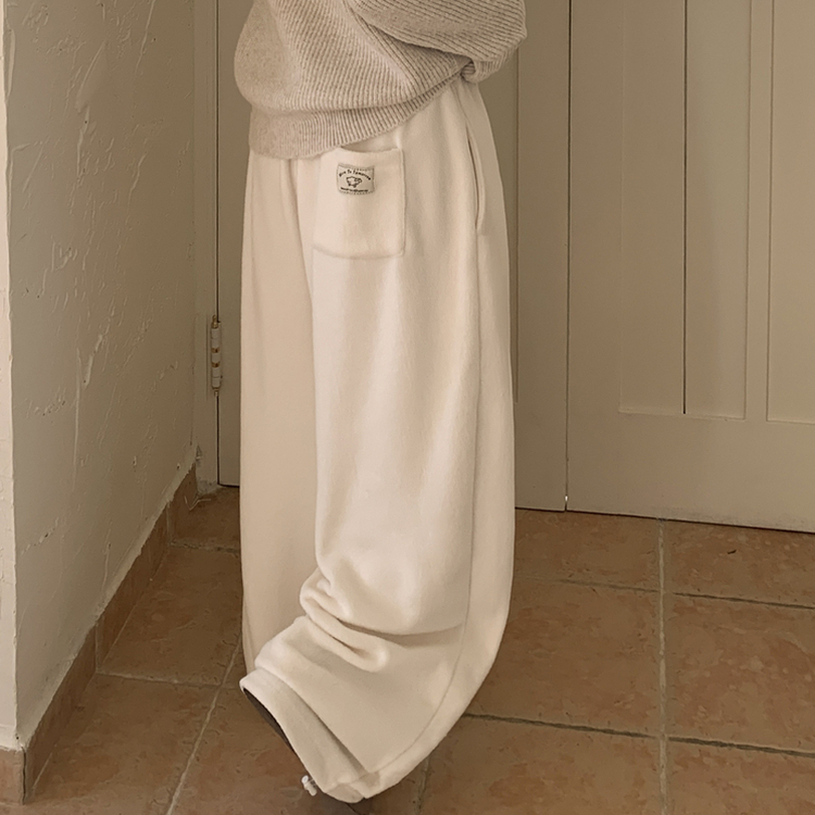 【起毛】ウールボアピンタックワイドトレーニングパンツ(5color) IVORY