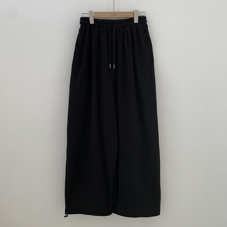 【起毛】ウールボアピンタックワイドトレーニングパンツ(5color)