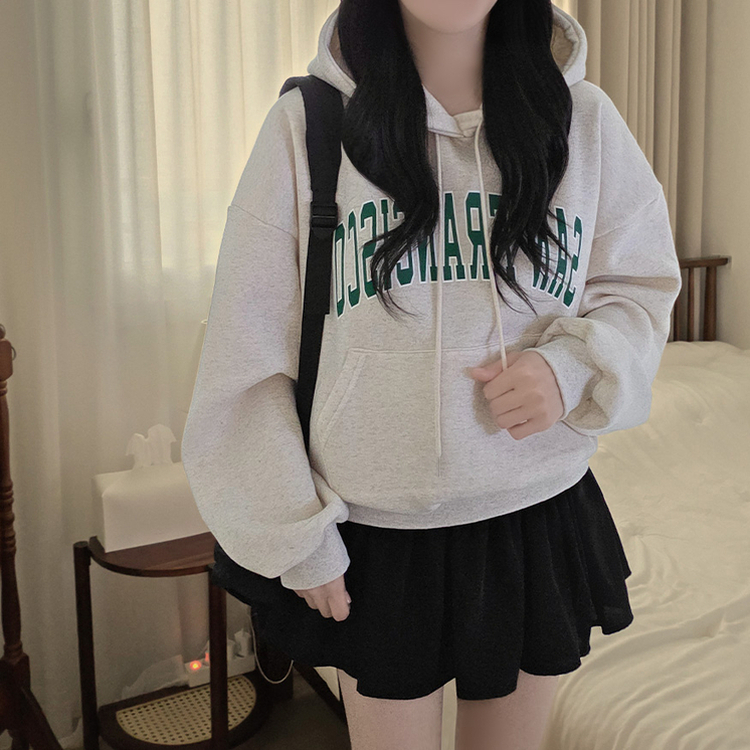 【起毛】サンフランシスコレタリングフードTシャツ OATMEAL