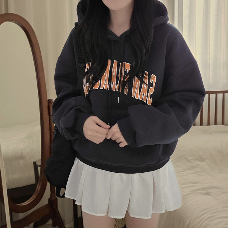 【起毛】サンフランシスコレタリングフードTシャツ CHARCOAL