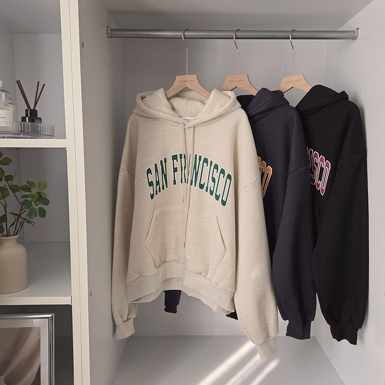 【起毛】サンフランシスコレタリングフードTシャツ