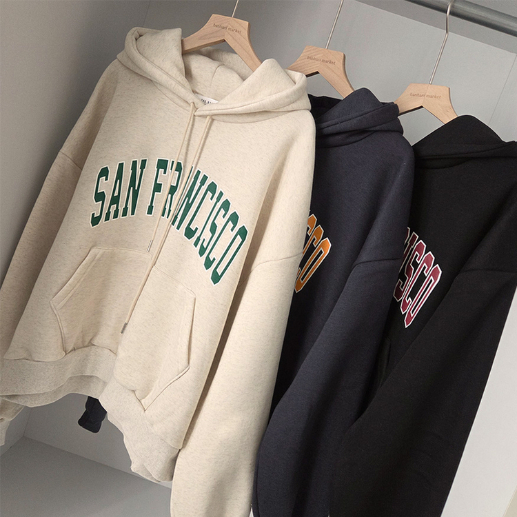 【起毛】サンフランシスコレタリングフードTシャツ