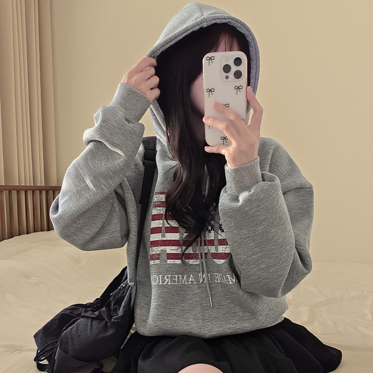 【起毛】アメリカデイリーフード長袖Tシャツ GREY